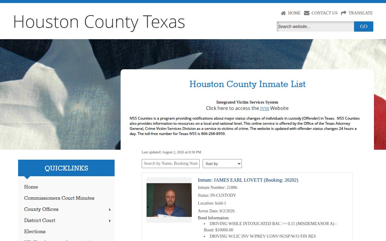 Houston County current inmate roster without released inmate archive